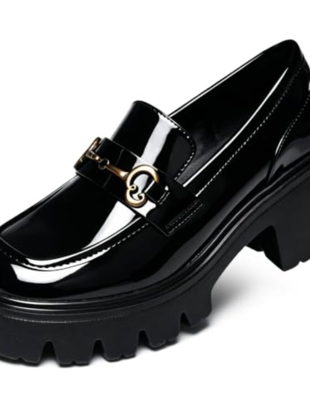 Platform Loafers Women Chunky Slip-On Patent Leather Dress Shoes